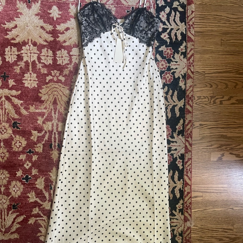 Elegant Black and White Polka Dot Dress size S - Picture 2 of 10